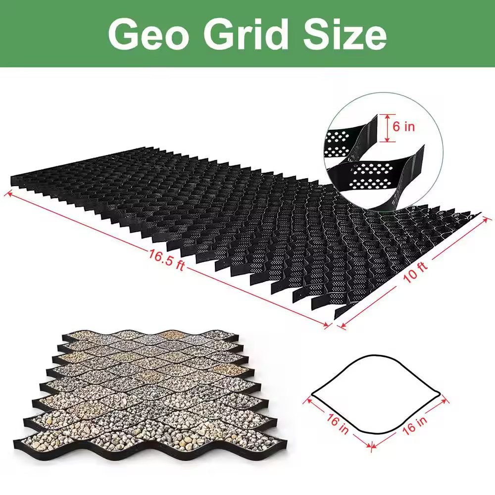 10 Ft. X 16.5 Ft. X 6 In. Plastic Ground Geo Grid Ground Pavers Geocell Sand and