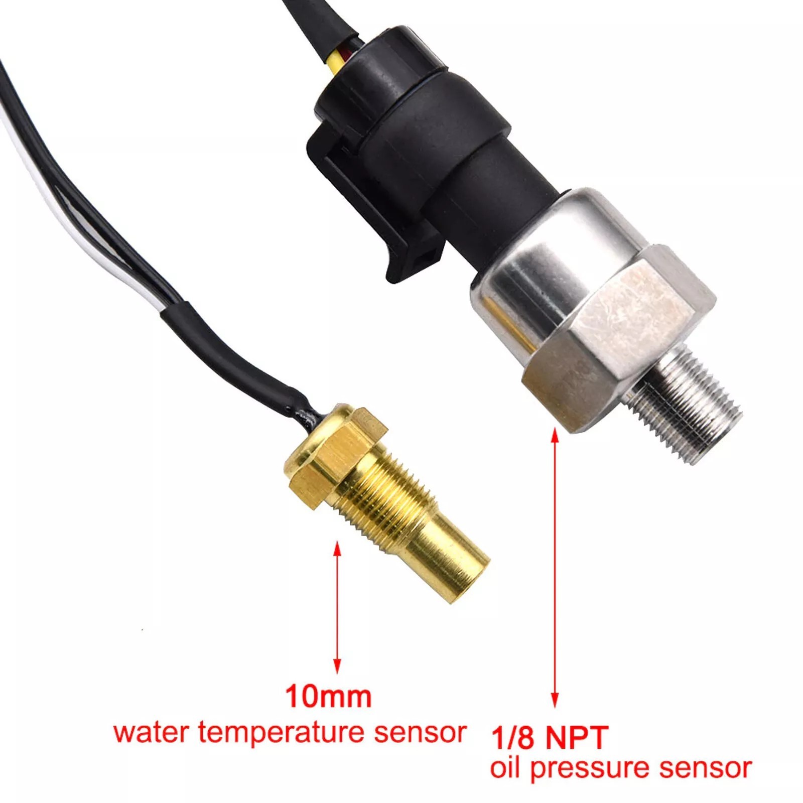 Car LCD Digital Display 4-in-1 Voltmeter Fuel Gauge Water Temp Oil Pressure