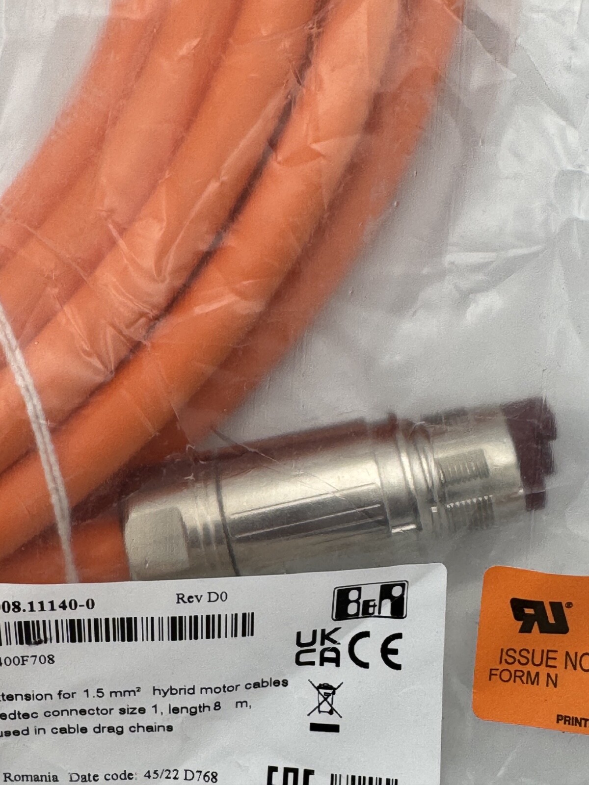 B&R 8ECH0008.11140-0 Hybrid Motor Cable 8m – Free 2nd Day Air Delivery