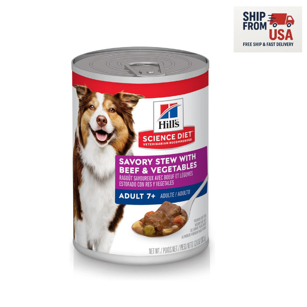 Hill’s Science Diet Adult 7+ Savory Stew Beef Vegetables Wet Dog (12) 12.8 oz