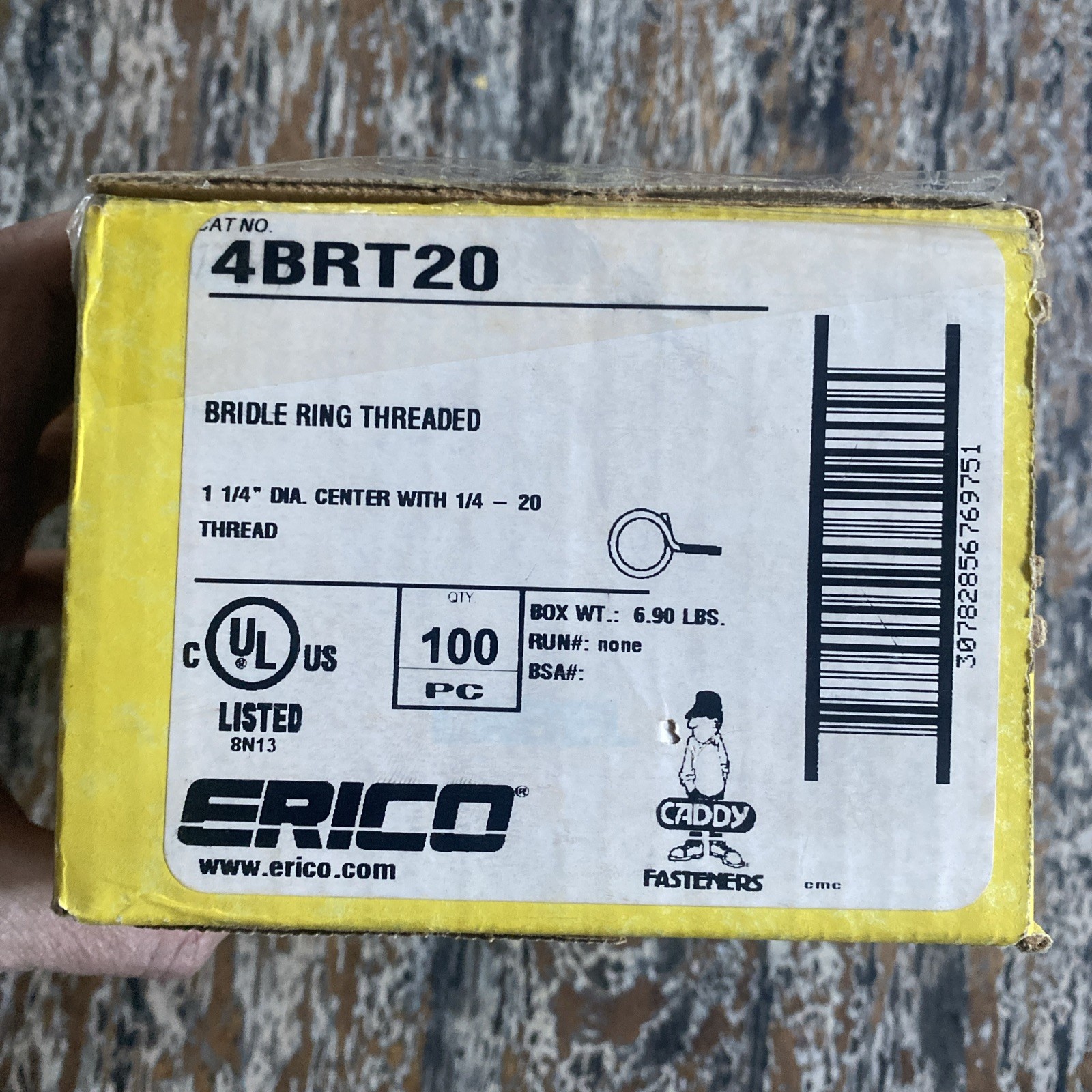 Caddy Erico 4BRT20 85 Pcs Bridle Ring Threaded 1-1/4″ DIA 1/4-20 Center Fastener