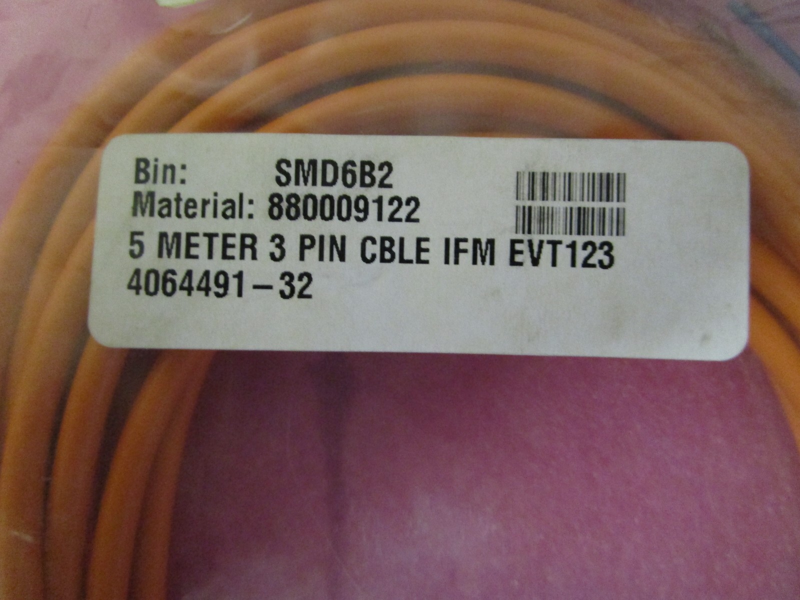 IFM Electronics EVT123 Female Cordset, 3 Pin, 5 Meter Cable Length CBL-100155