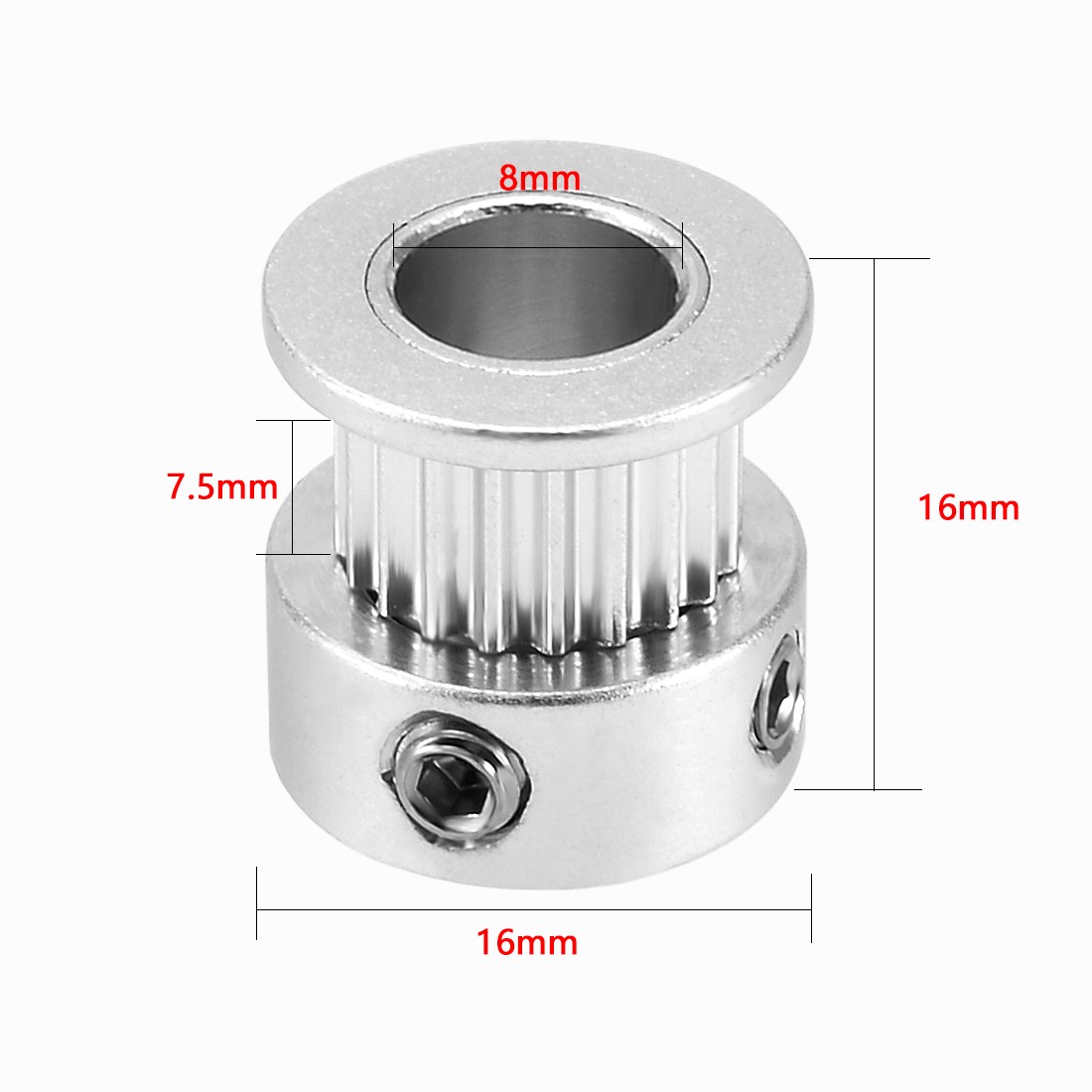 Aluminum 20 Teeth 8mm Bore 2mm Pitch Timing Belt Pulley
