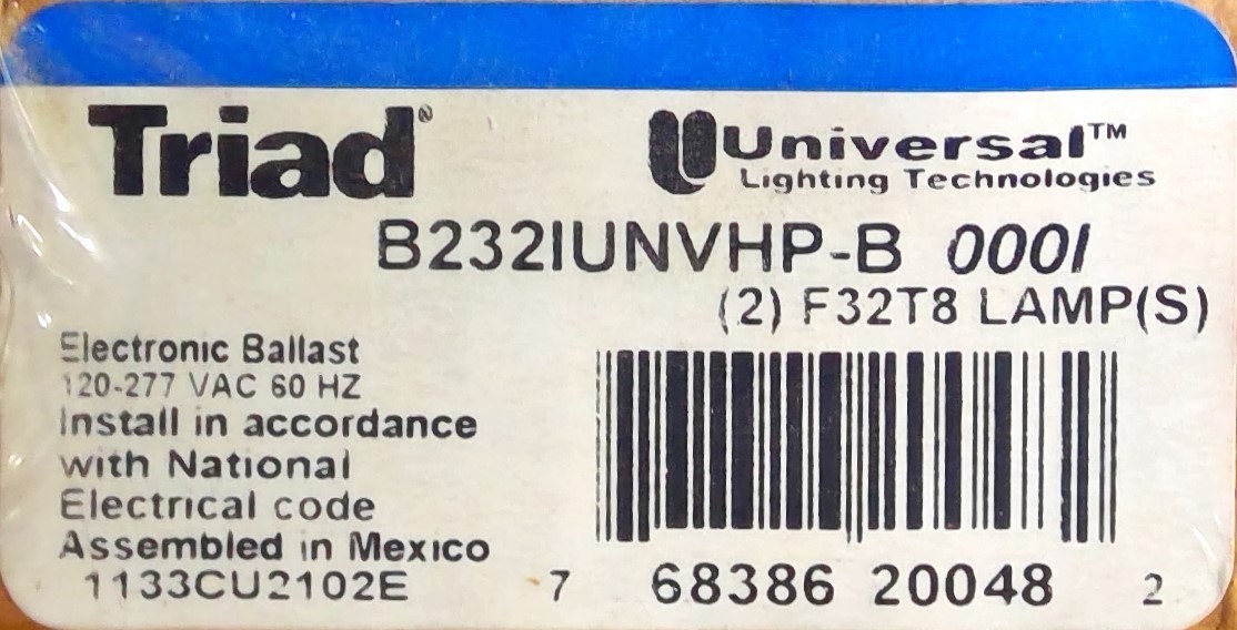 NEW TRIAD B232IUNVHP-B ELECTRONIC BALLAST 120-277V 50/60HZ