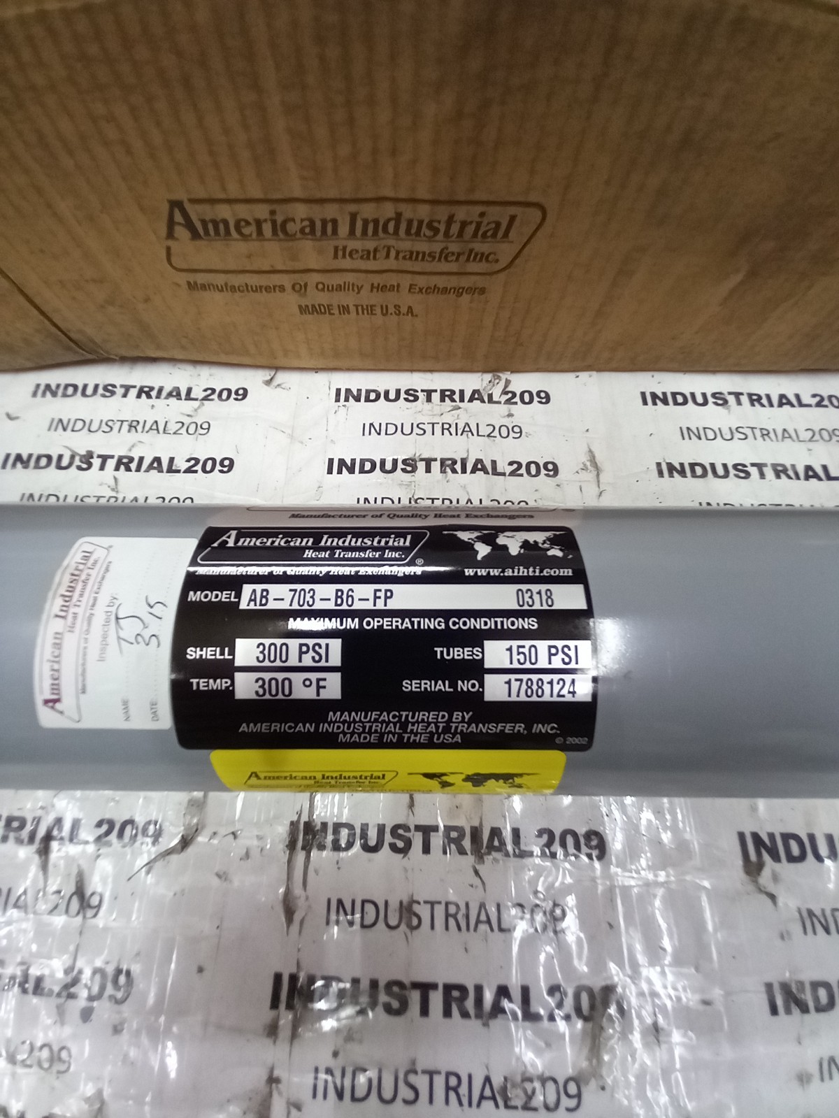 AMERICAN INDUSTRIAL AB-703-B6-FP HEAT EXCHANGER 150 PSI