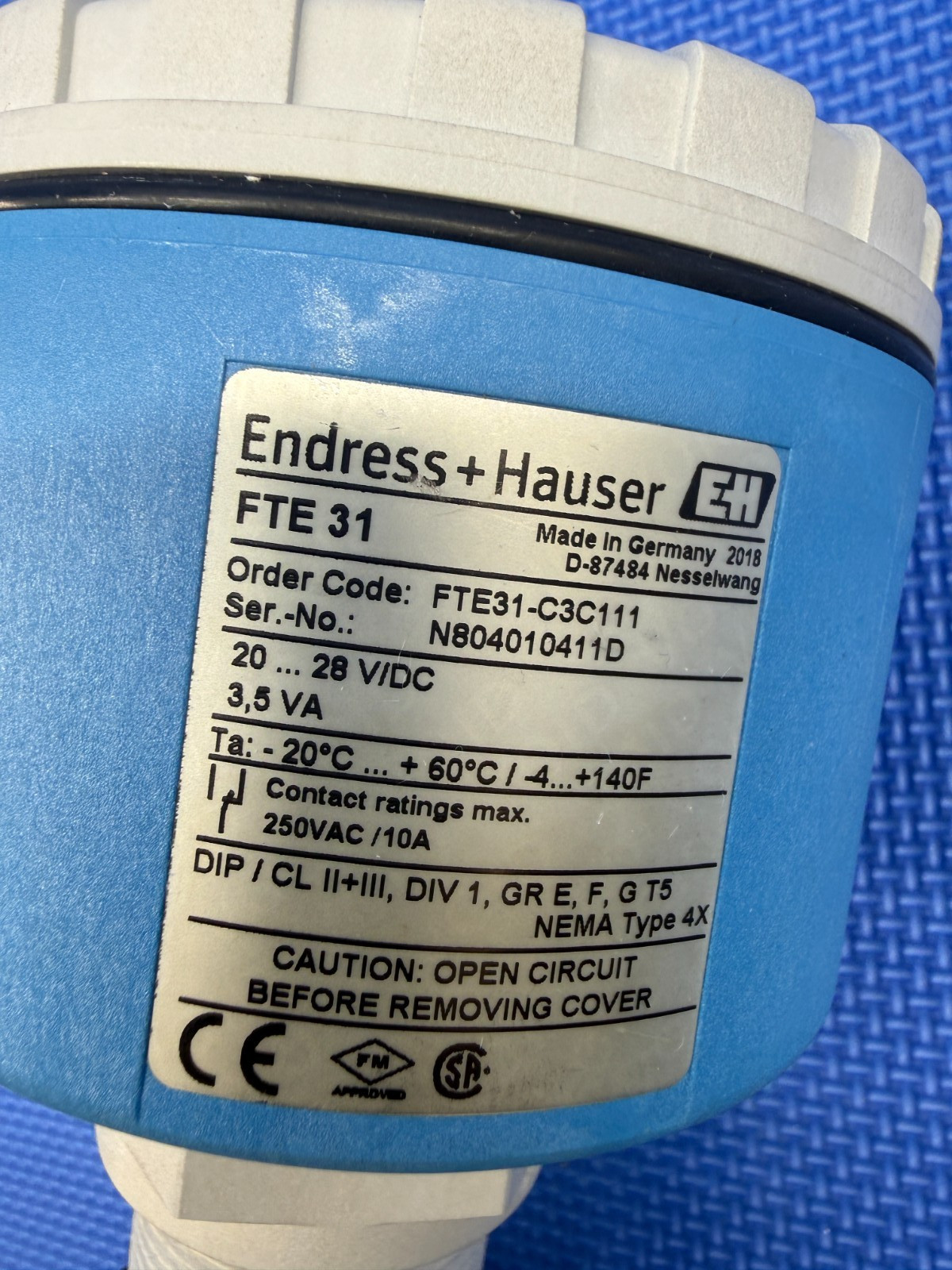 Endress+Hauser FTE-31 Soliswitch Rotary Paddle Point Level Switch