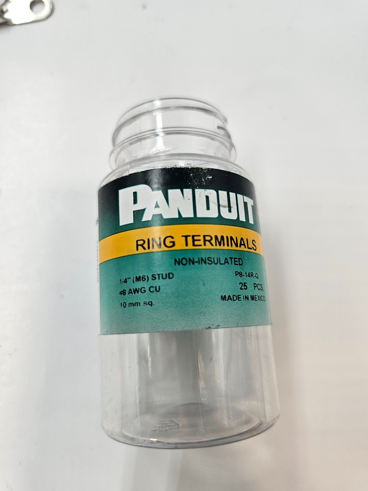 Bottle of 25 Panduit Ring Terminal P8-14R-Q Non-Insulated 1/4 Inch (M6)
