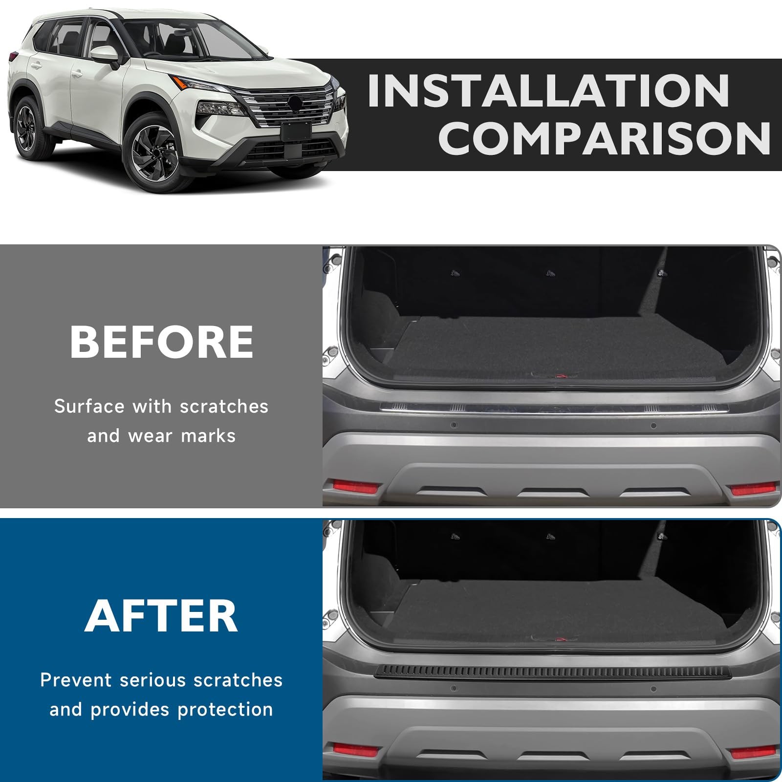 Rear Bumper Protector for Nissan Rogue 20212026 | Matte Black ABS Guards