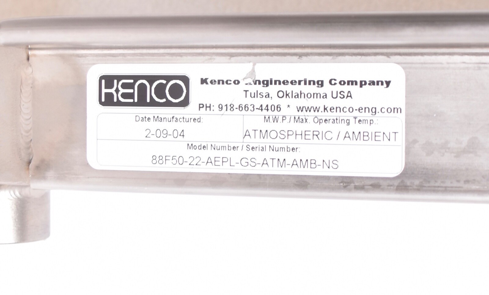 Kenco Engineering 88F50-22-AEPL-GS-ATM-AMB-NS Tank Level Gauge 8000 Series 88F50