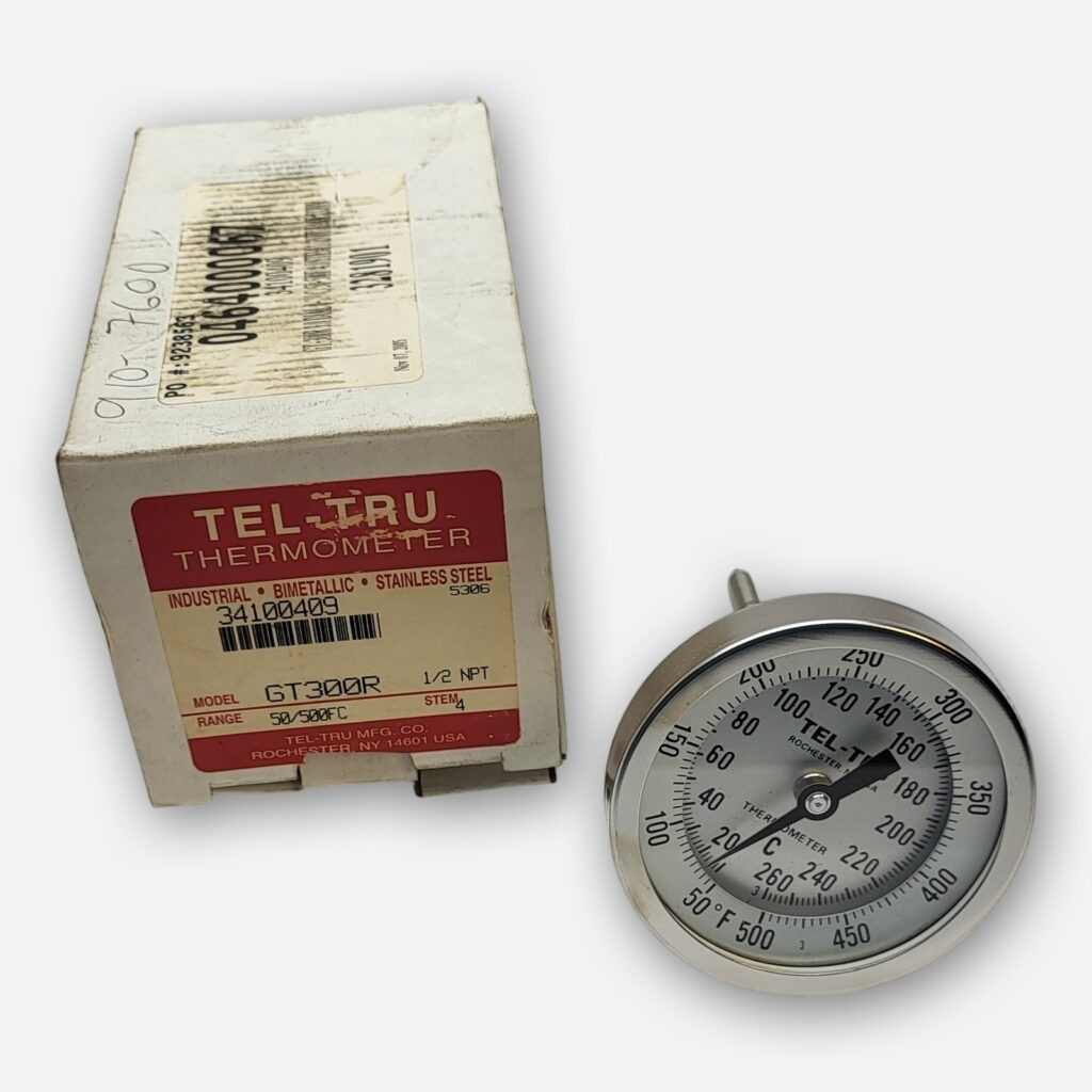 NEW TEL-TRU GT300R THERMOMETER 5-500DEG F 4″ STEM 1/2″ NPT *READ*