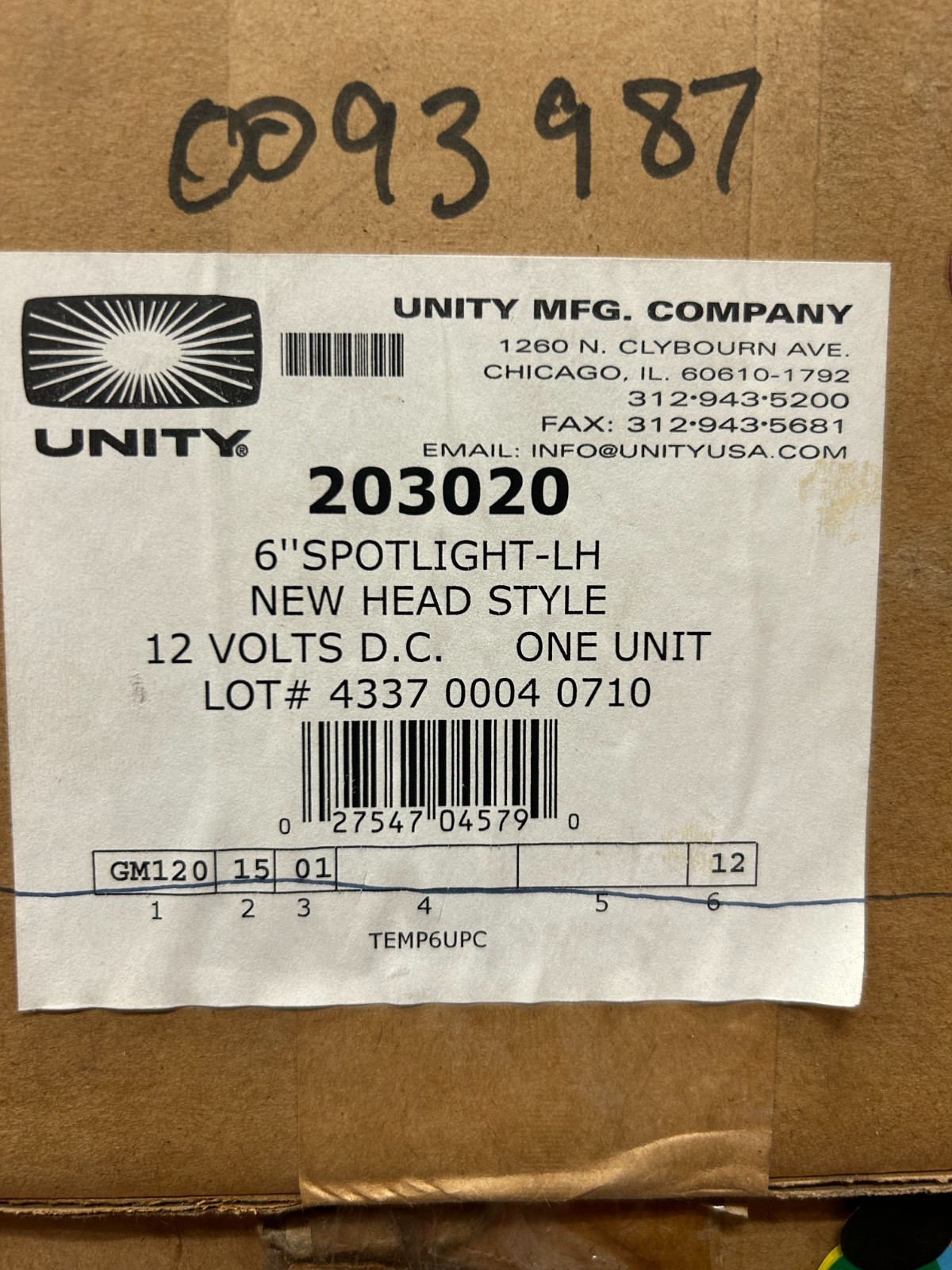 Unity 203020 6” spotlight LH