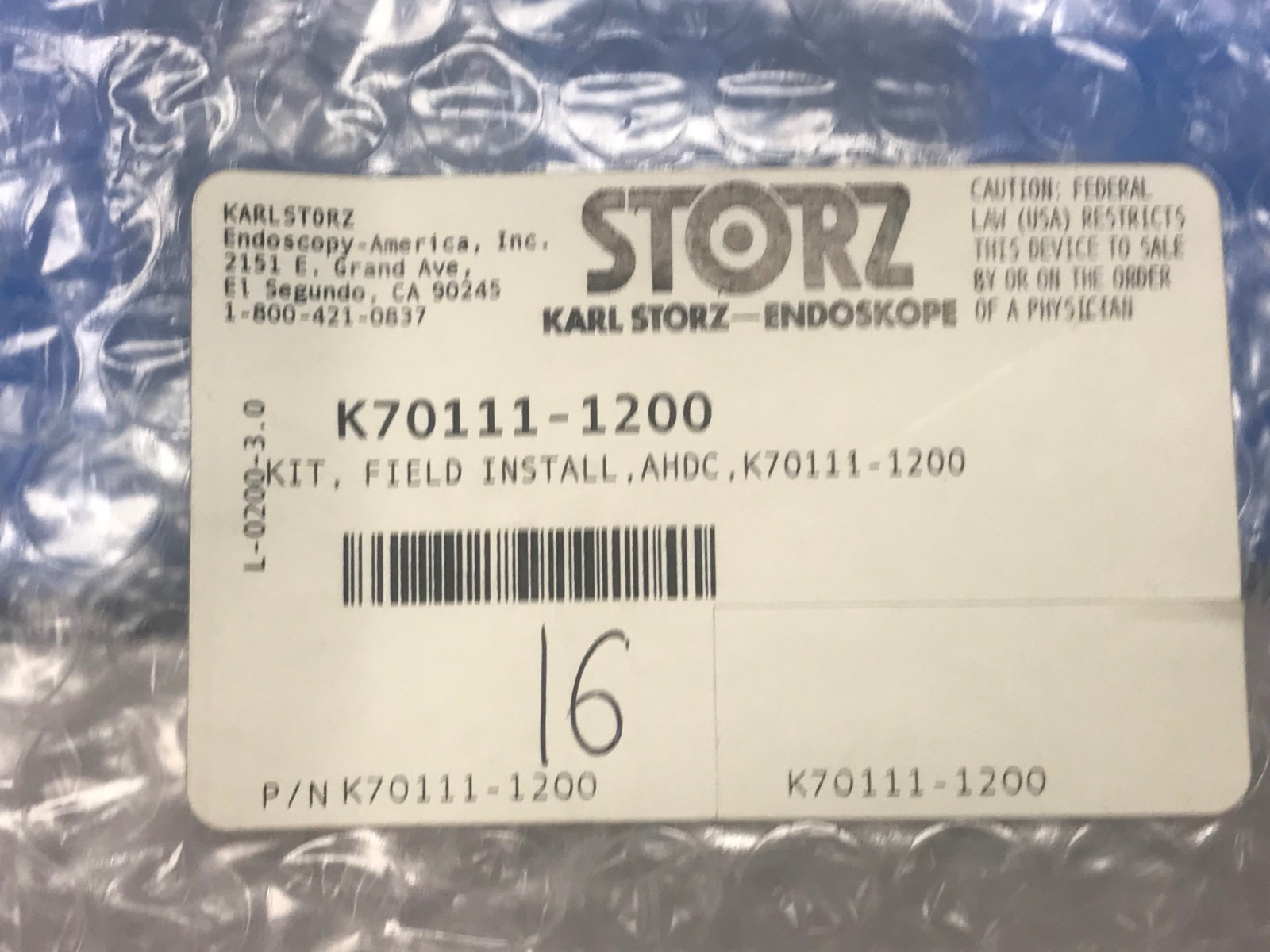K70111-1200 KARL STORZ FIELD INSTALL KIT, AHDC, K70111-1200