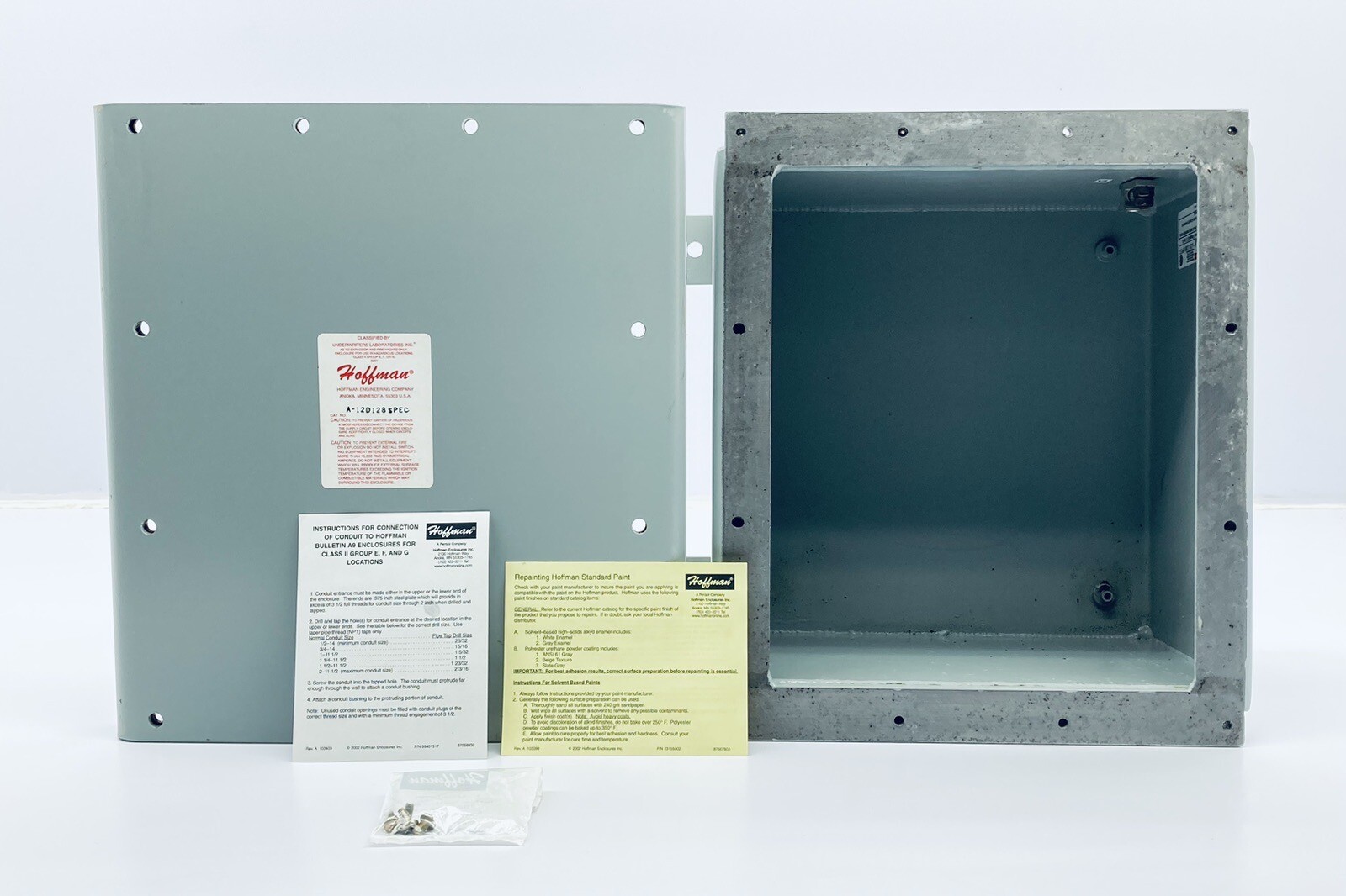 UNUSED HOFFMAN A12D128 ENCLOSURE NEMA TYPE 9 FOR HAZ. LOC. 12x12x8″ GRAY STEEL