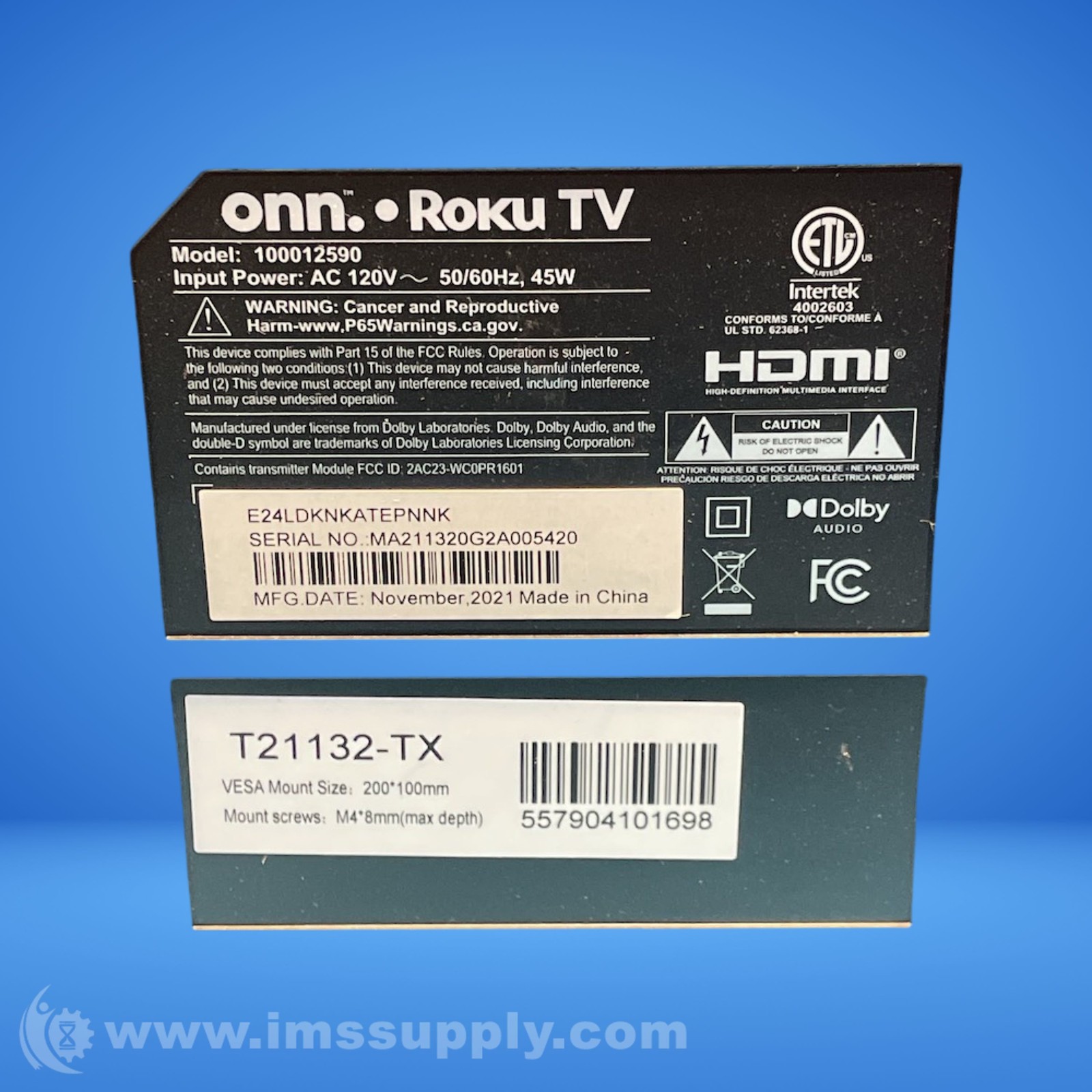 Onn. 100012590 Roku 24 inch 720P LED TV 0729