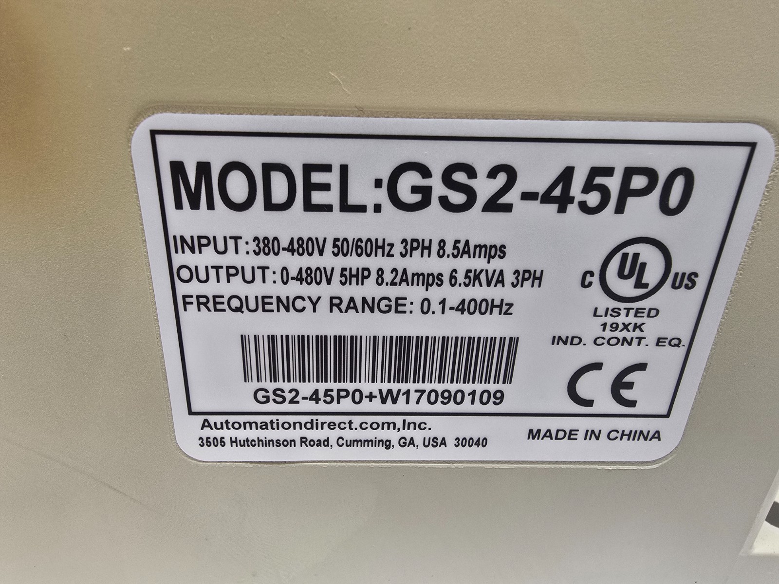 GOOD USED! AUTOMATION DIRECT 5HP GS2 AC MICRO DRIVE GS2-45P0