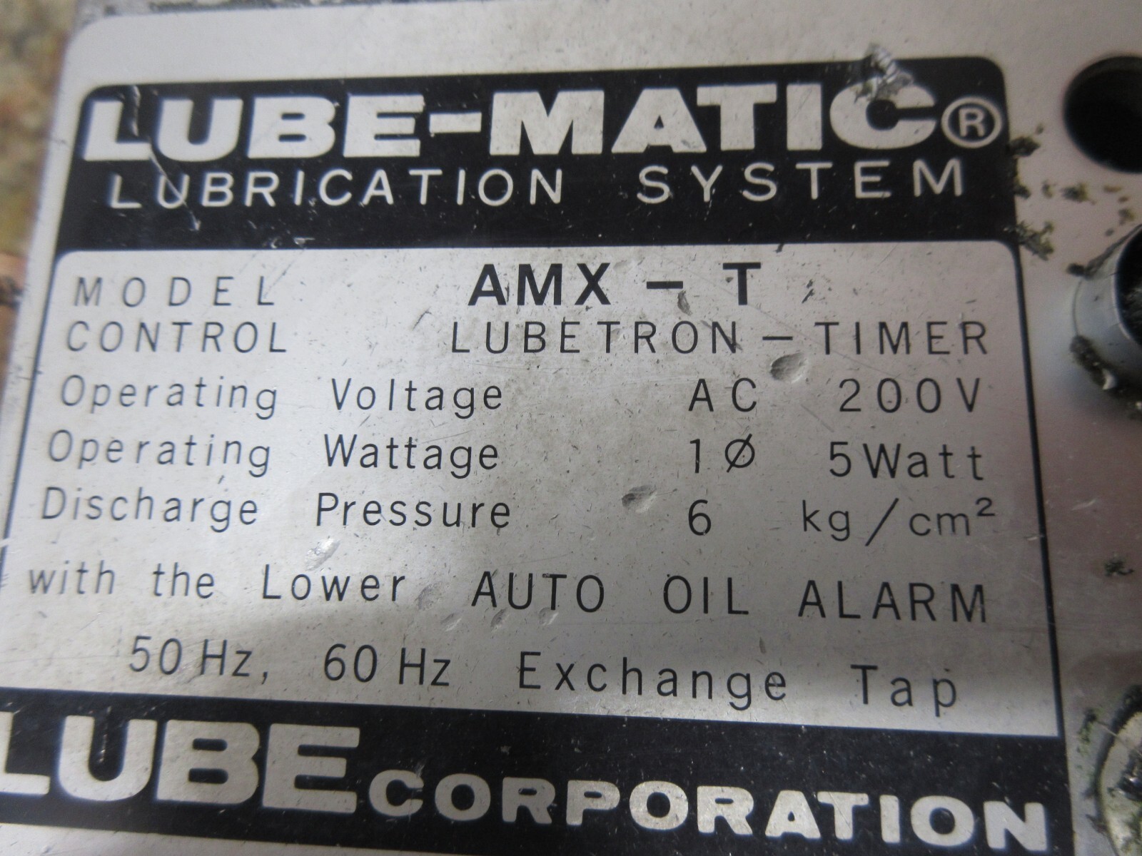 LUBE-MATIC LUBRICATION SYSTEM AMX-T LUBETRON MOTOR