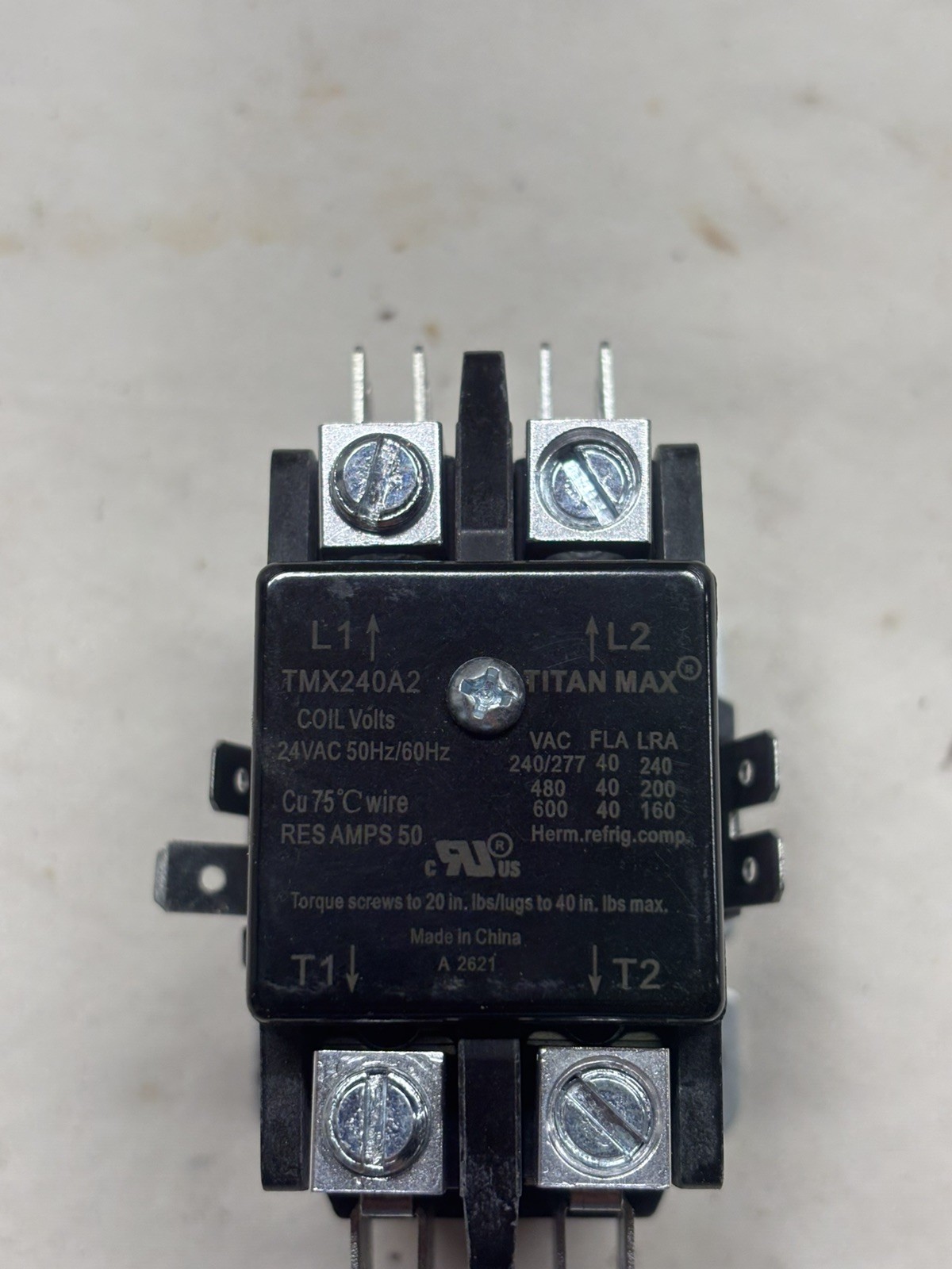 Packard TMX240A2 Max Definite Purpose Contactor 2 Pole, 40 Amp, 24 Volt Coil