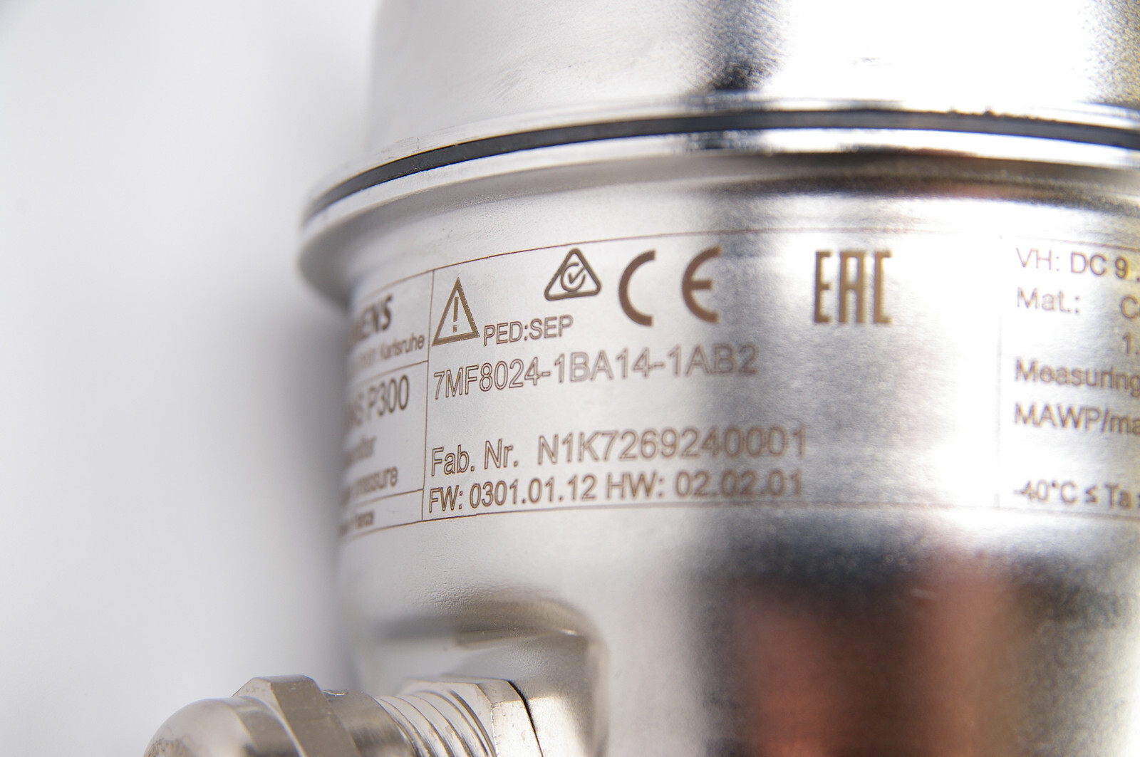 Siemens 7MF8024-1BA14-1AB2 SITRANS P300 PRESSURE TRANSMITTERS
