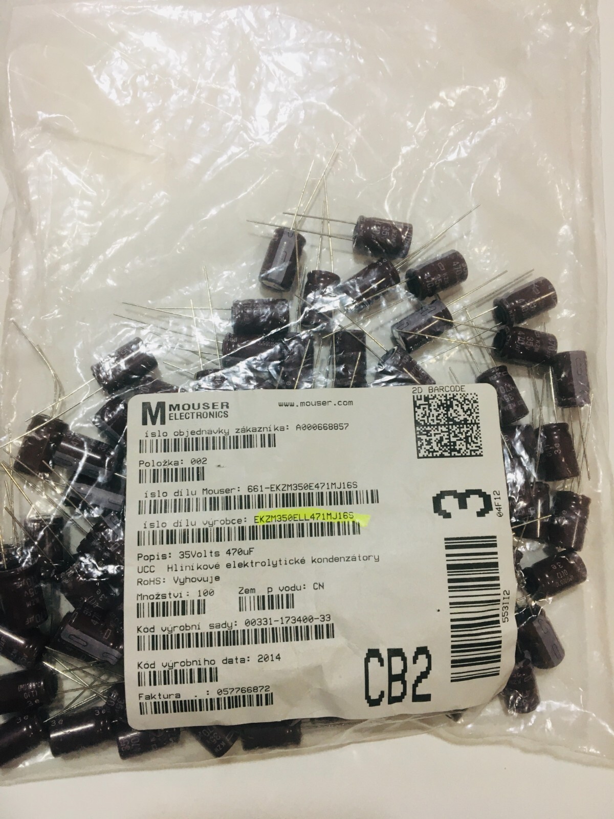 Mouser 661-EKZM350E471MJ16S 35 volts 470uf (100 pcs )