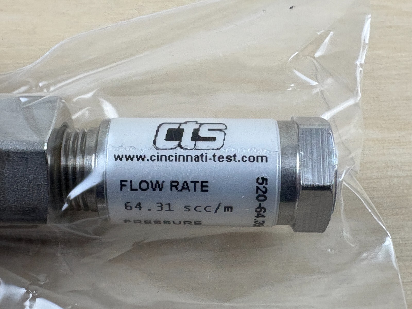 Cincinnati CTS Fixed Leak Orifice Standard, 64.31 scc/m @ 24.0 kPa, 520-64.39