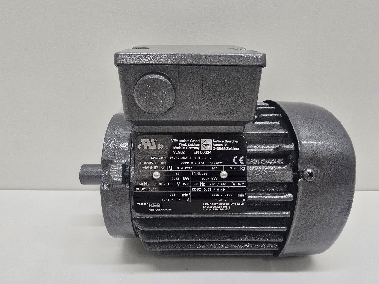 NEW OLD STOCK! KEB AMERICA 0.25KW AC MOTOR KPER71G6