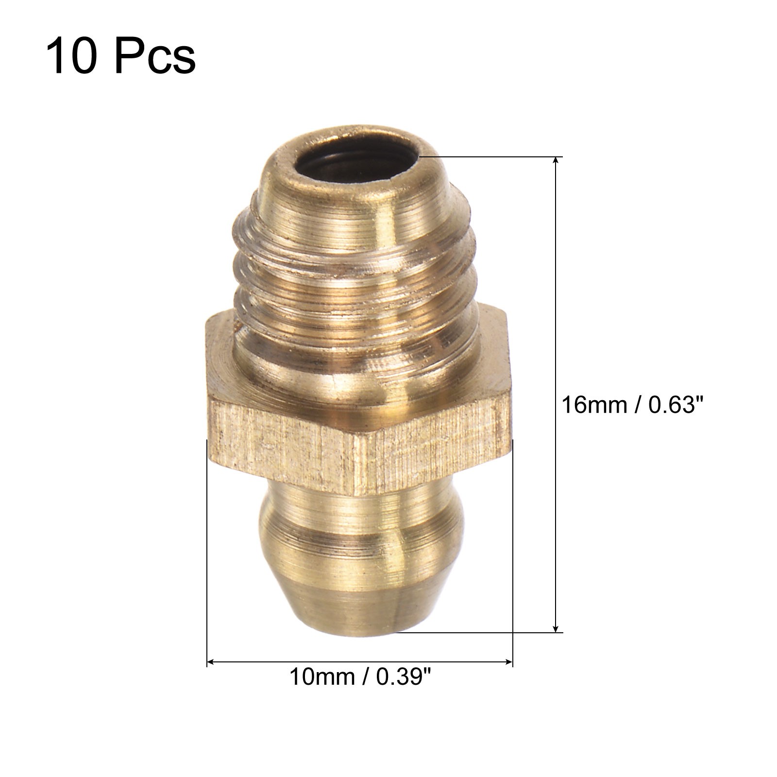 Brass Straight Hydraulic Grease Fitting Accessories M8 x 1.25mm Thread 10PACK