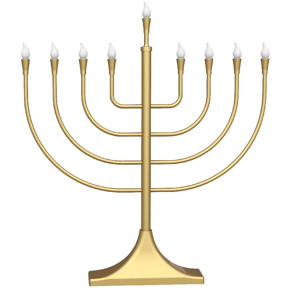 Zion Judaica Extra Large 23″ Electric Menorah Satin Gold with Flame Shaped Bulbs