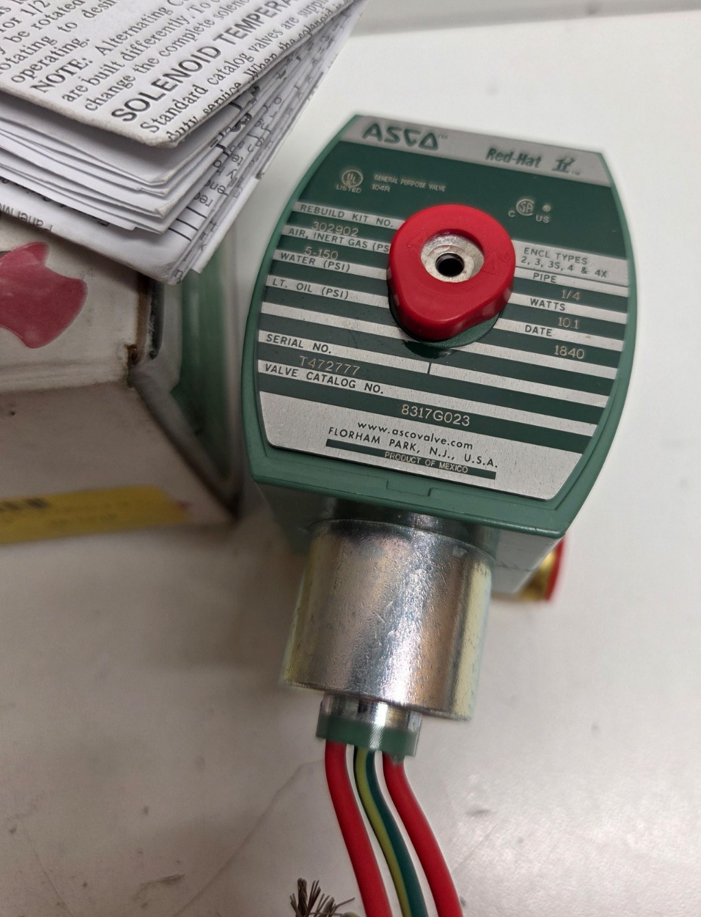 NEW IN BOX! ASCO 120V 1/4″ 3-WAY BRASS SOLENOID VALVE 8317G023