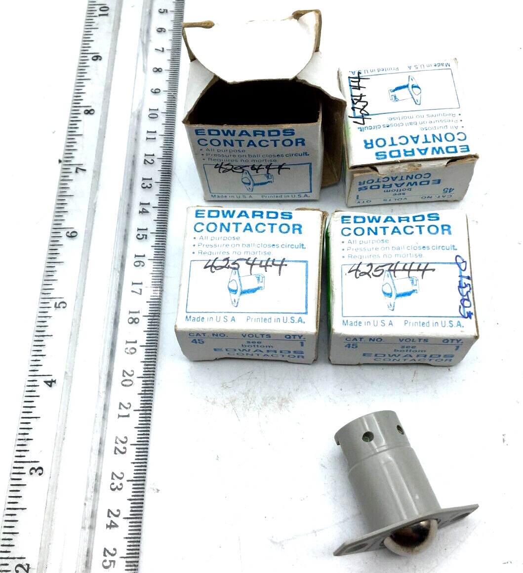 Edwards Lot of 4 Rolling Ball Contactor, Push to Close Cat 45, NIB