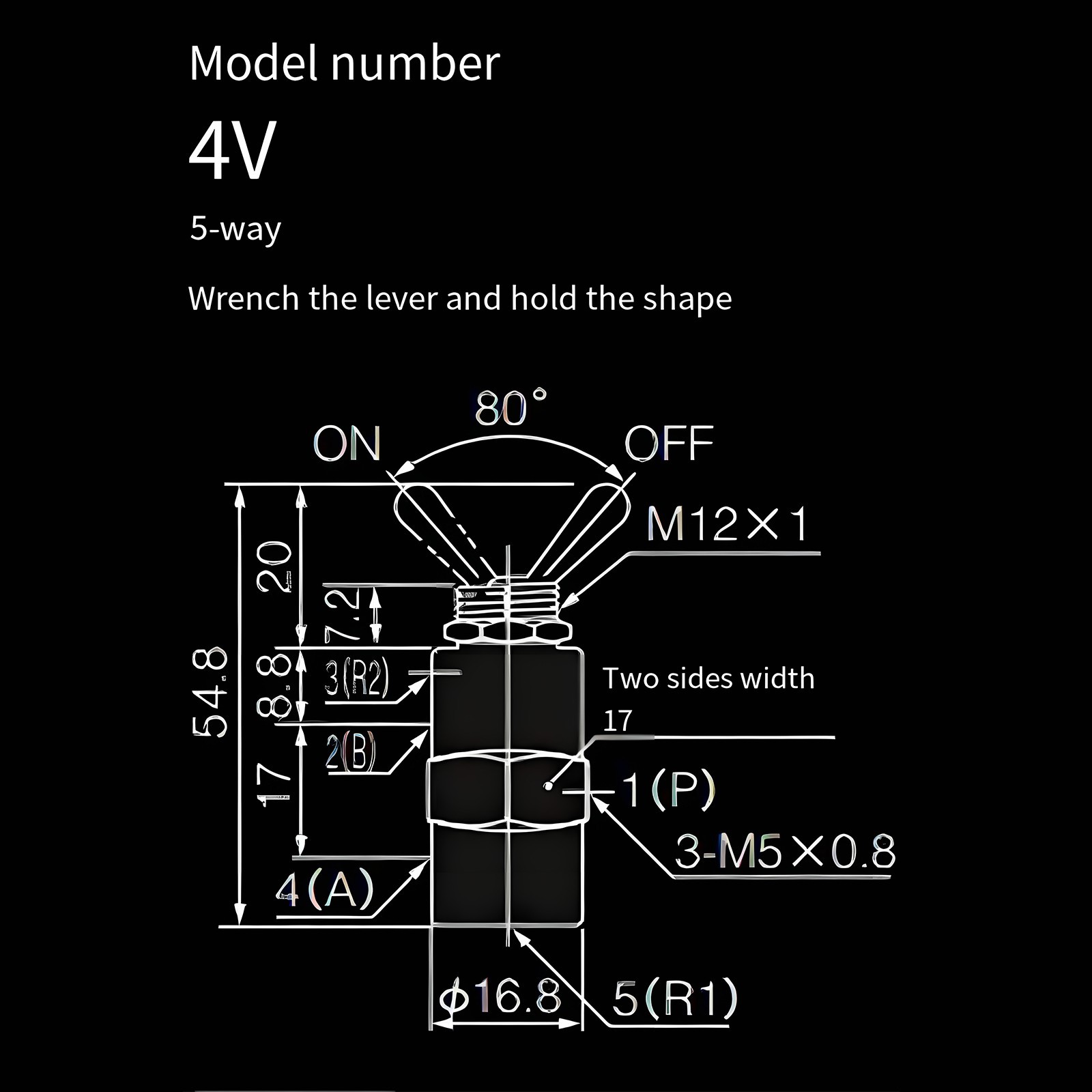 Mechanical Pneumatic Switch Valve TAC4V for 2 Position 5 Way for Air Control