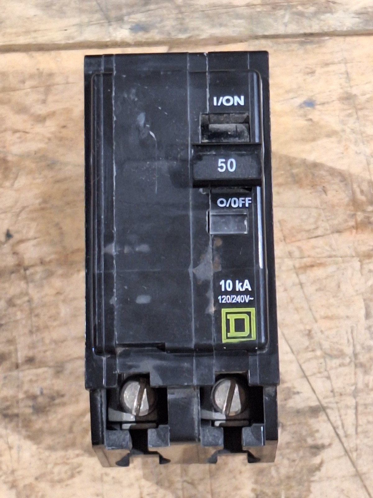 SQUARE D QO250 CIRCUIT BREAKER 50A 2P 120/240V 10 kAIC CONTINUITY TESTED