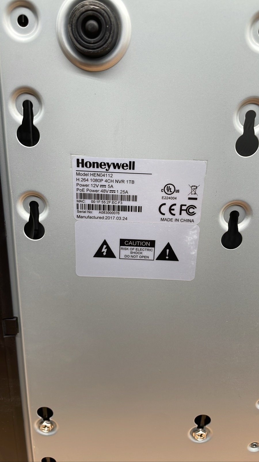 Honeywell HEN04112 Network Video Recorder/Zenith VR4256HF & GE 9-7250 Units