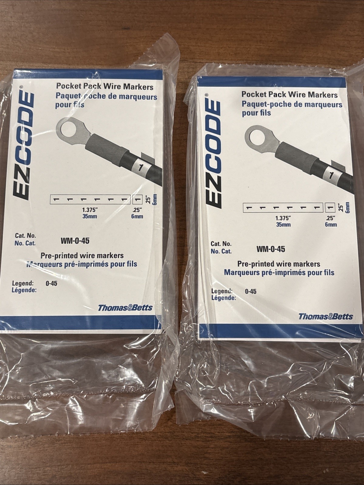 Thomas & Betts EZCODE Pocket Pack Wire Markers Book WM-0-45 & 46-90 – New 2-pack