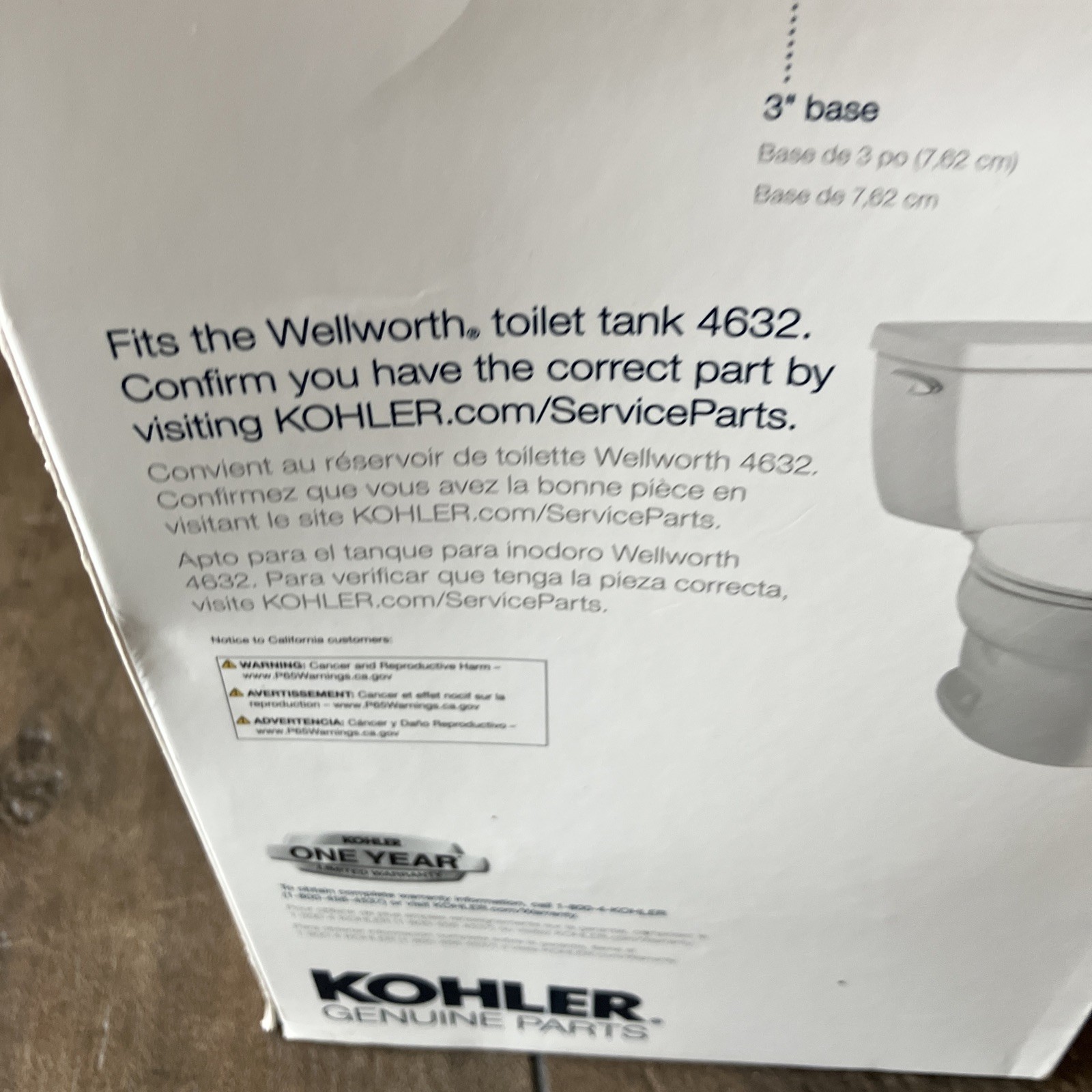 Kohler RGP1069722 Plastic Flush Valve Kit for 3” Wellworth 4632