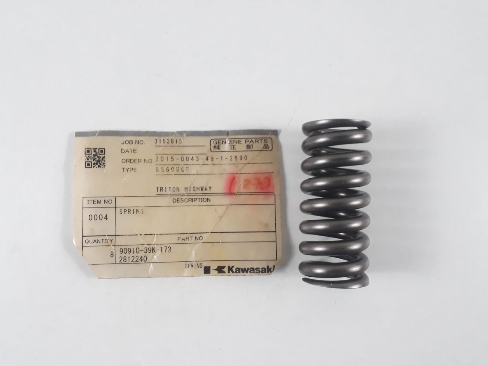 Spring P/N 90910-39K-173 2812240 For Kawasaki 8S60MCE