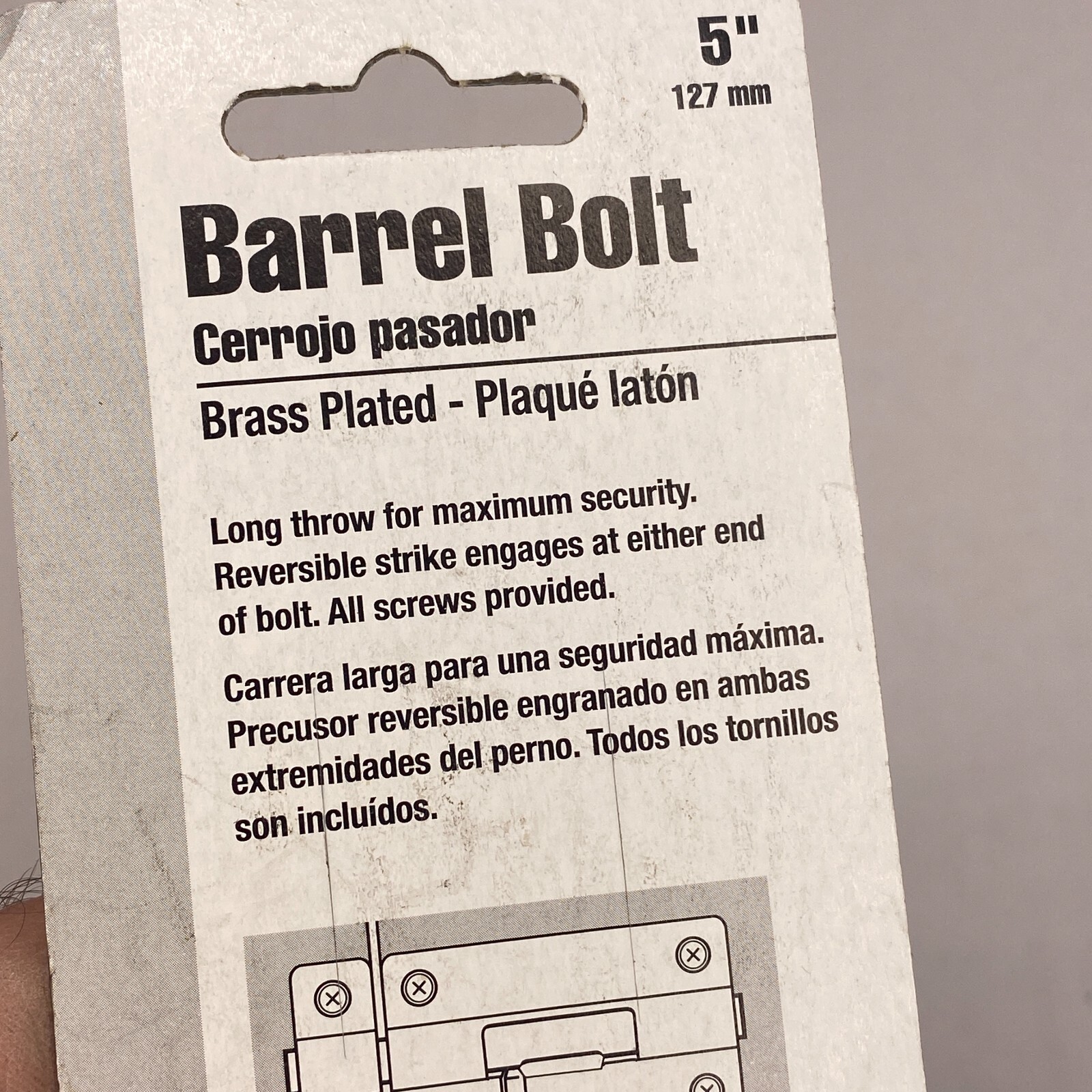 Ultra Hardware Barrel Bolt Brass Plated Steel 60883 5″ 127mm🔔