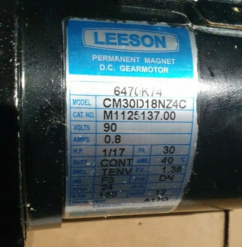LEESON CM30D18NZ4C M1125137.00 90V 1/17 HP MOTOR (BR5.1GREENTOTE)