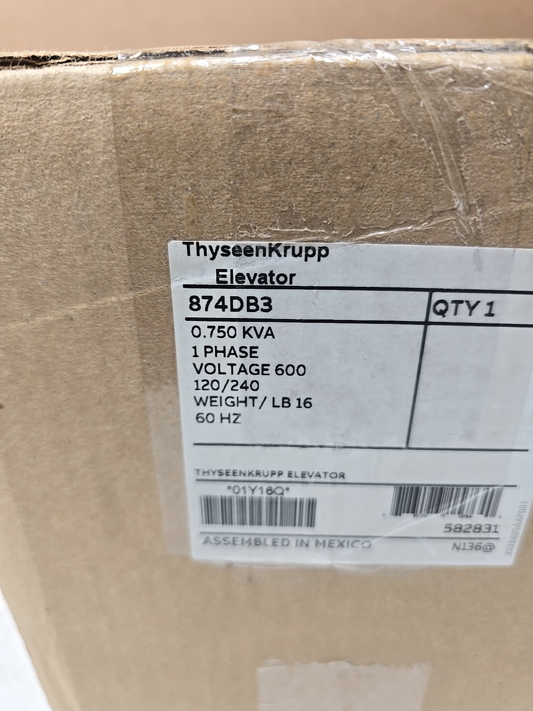 NEW THYSSEN KRUPP 874DB3 INDUSTRIAL CONTROL TRANSFORMER ELEVATOR