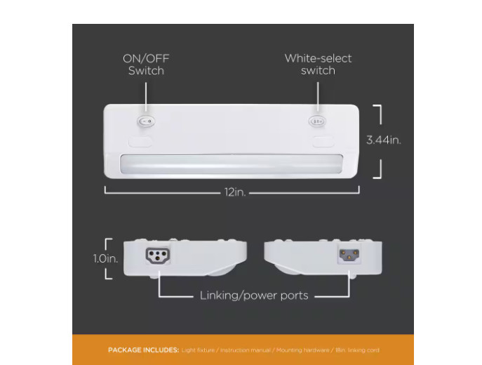 ULTRA PROGRADE ProLink Hardwired 12″ LED Cabinet Light, Linkable, 3 Color Temps
