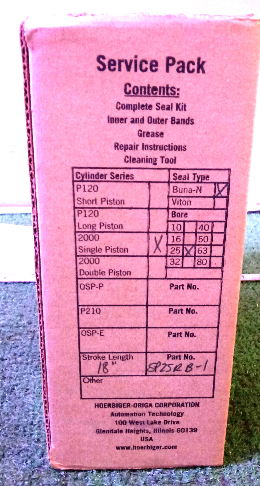 1 NEW HOERBIGER SP25RB-1 ORIGA SERVICE PACK 25mm BORE 18″ STROKE NIB