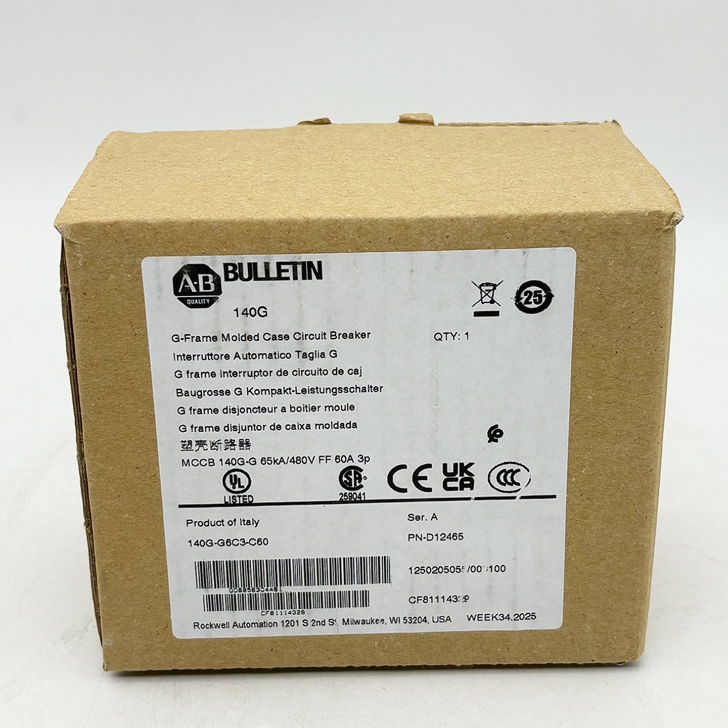 140G-G6C3-C60 New Original 140G 125A Molded Case Circuit Breaker 140GG6C3C60