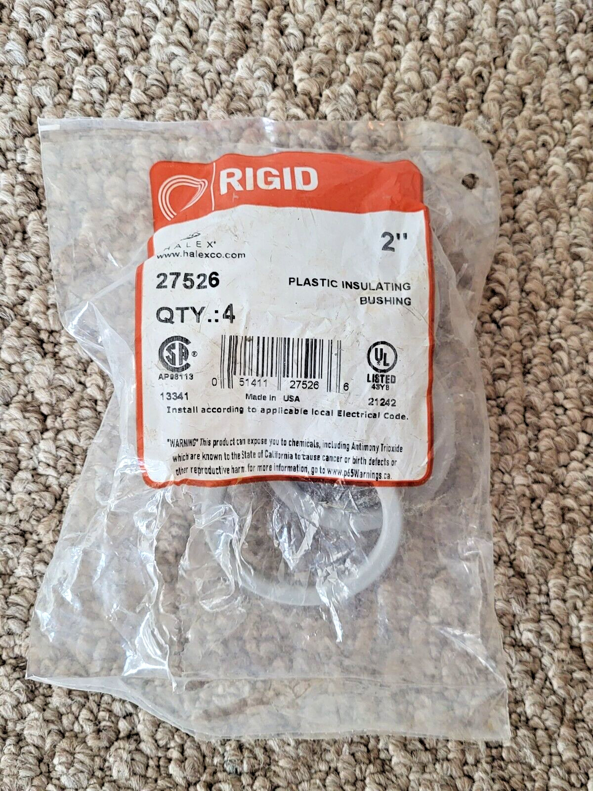 Halex 27526 Rigid 2″ Plastic Insulating Bushings, Bag of 4 *FREE SHIPPING*