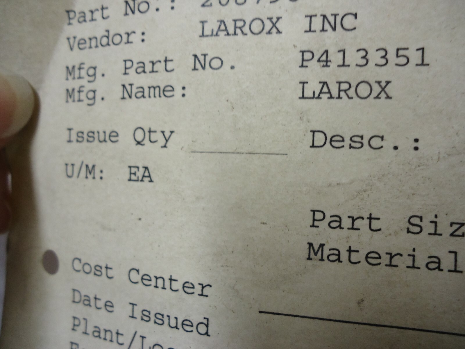 LAROX P413351 ECCENTRIC SLEEVE FOR LAROX FILTER PRESS
