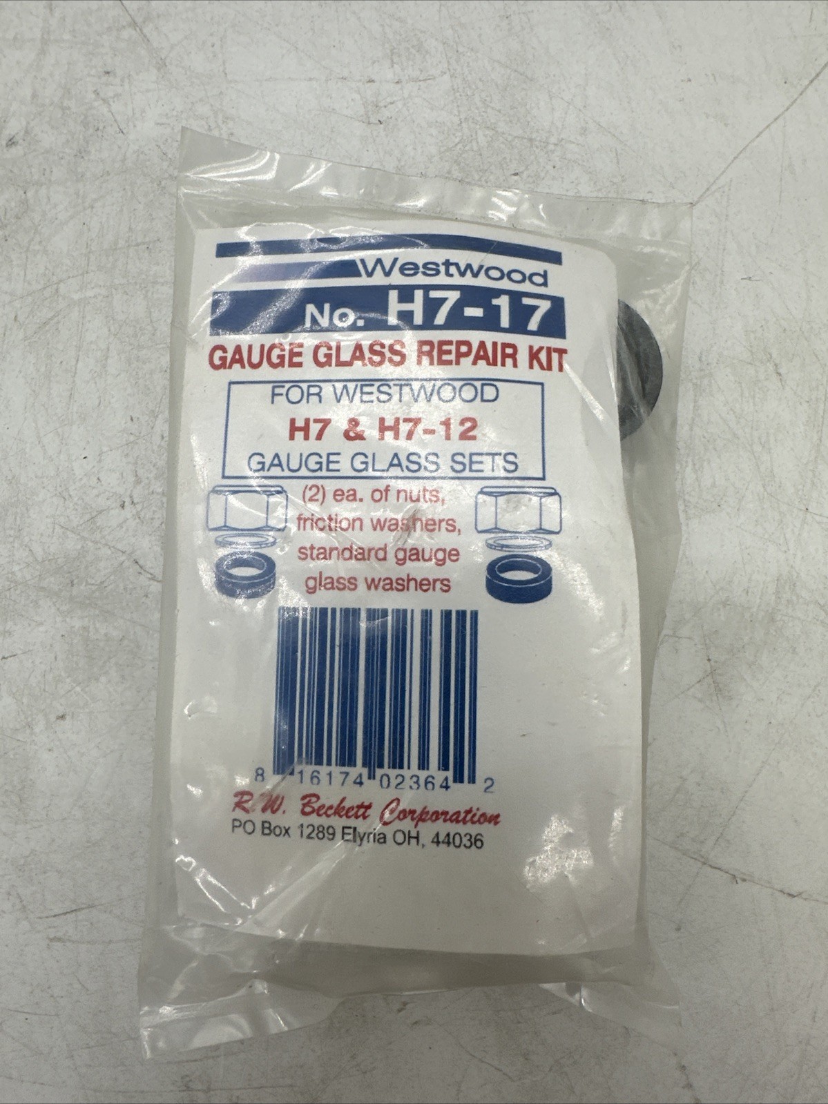Westwood H7-17 Gauge Glass Repair Kit (2 Nuts, 2 Washers) (2496)