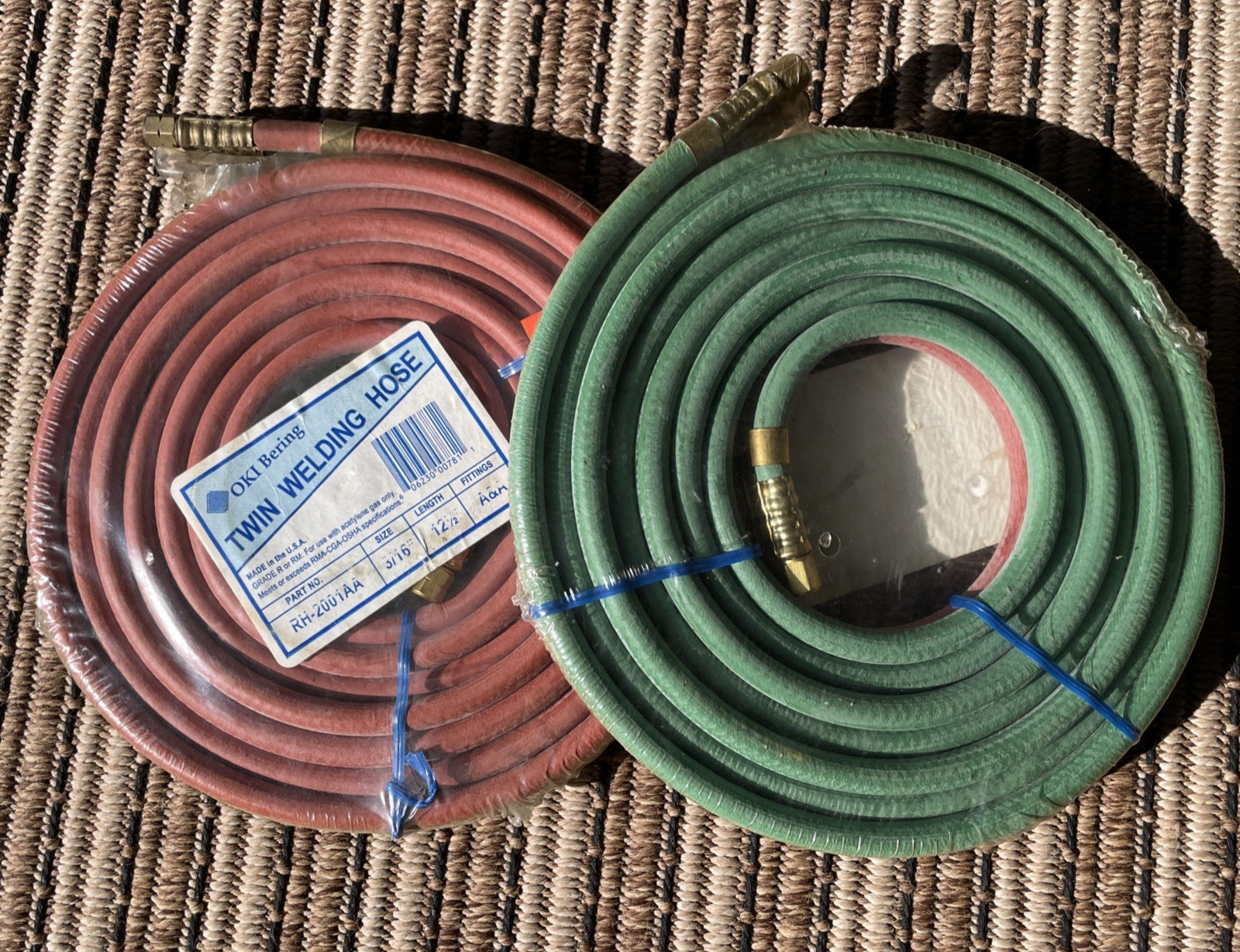 Lot 2 OKI Bering Twin Welding Acetylene Hose 12.5’ 3/16” RH2001AA Red Green Hose
