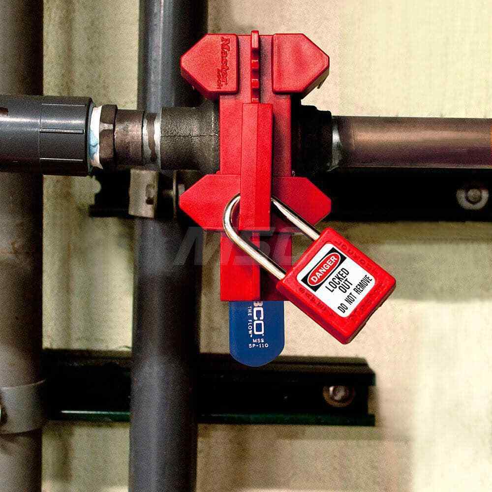 Master Lock S3081 Pneumatic Lockout: 4 Padlocks Max Plastic, Red