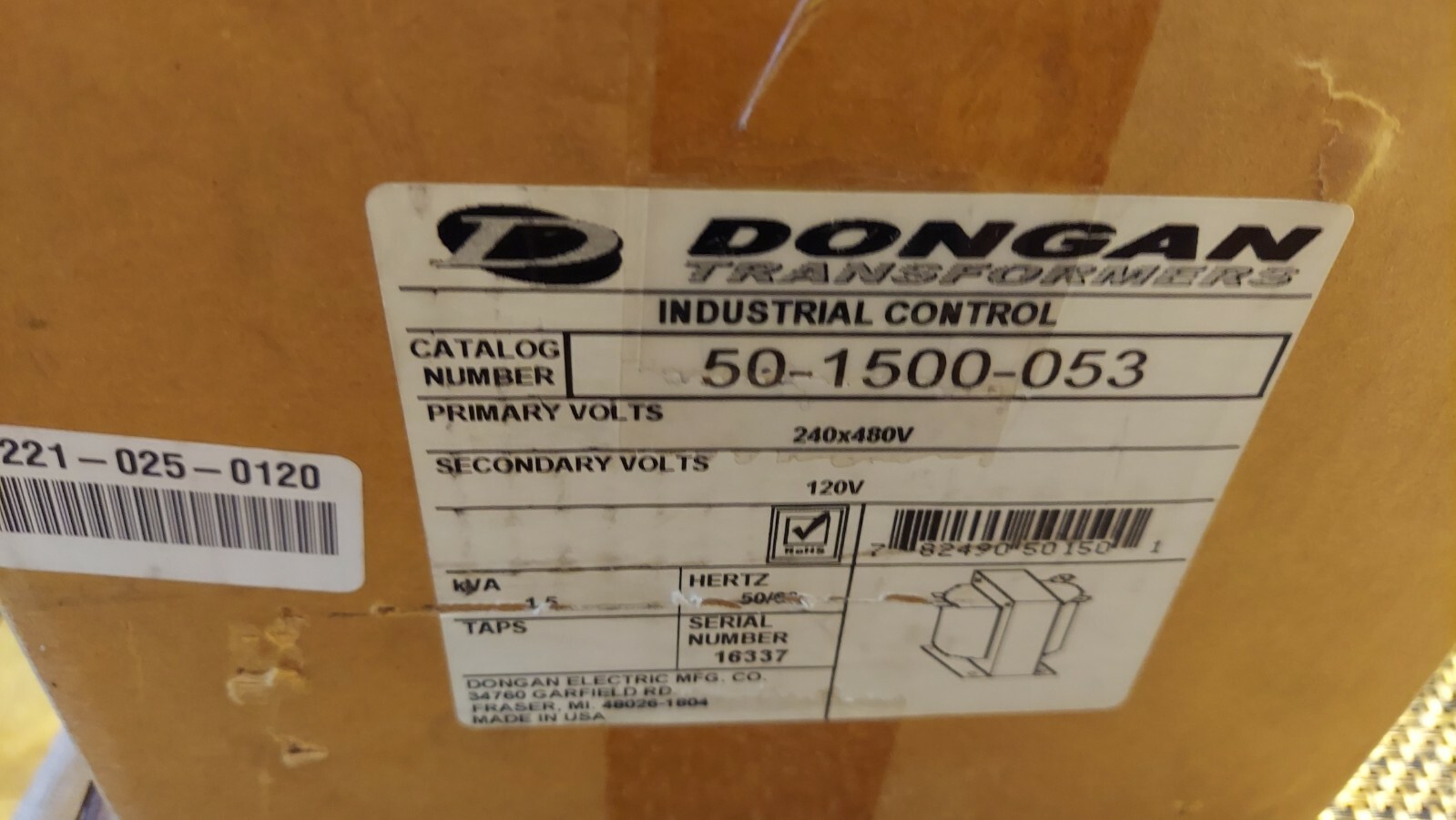New Dongan 50-1500-053 240x480V Transformer