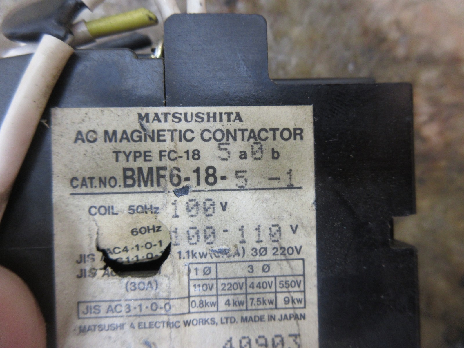 HARDINGE COBRA LC-65 MATSUSHITA GREEN POWER FC-18 100V CONTACTOR LOT OF 3 PIECES
