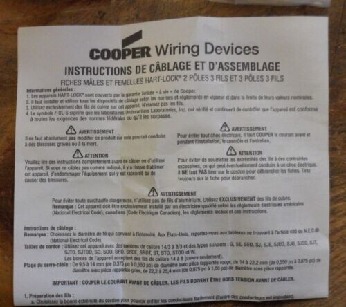 Cooper Electrical Receptacle Connector Part Number 7327 With WP2