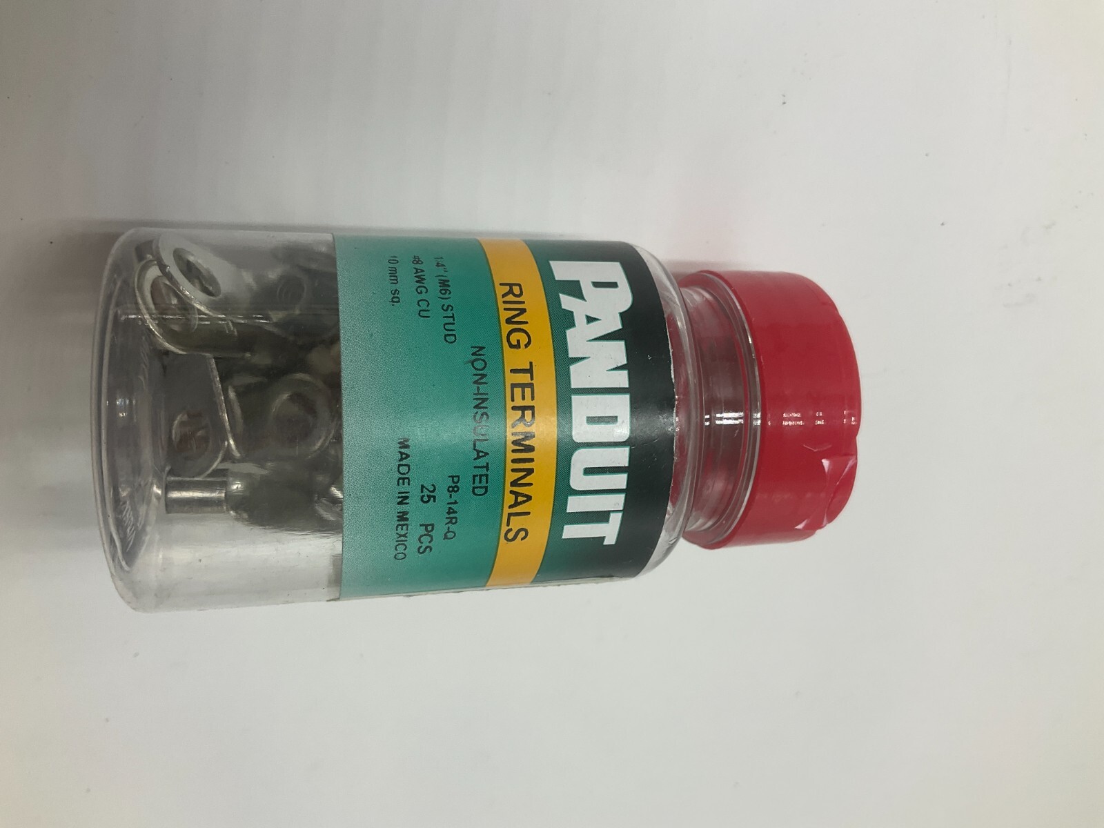QTY 25 Panduit Ring Terminal P8-14R-Q Non-Insulated 1/4 Inch (M6)